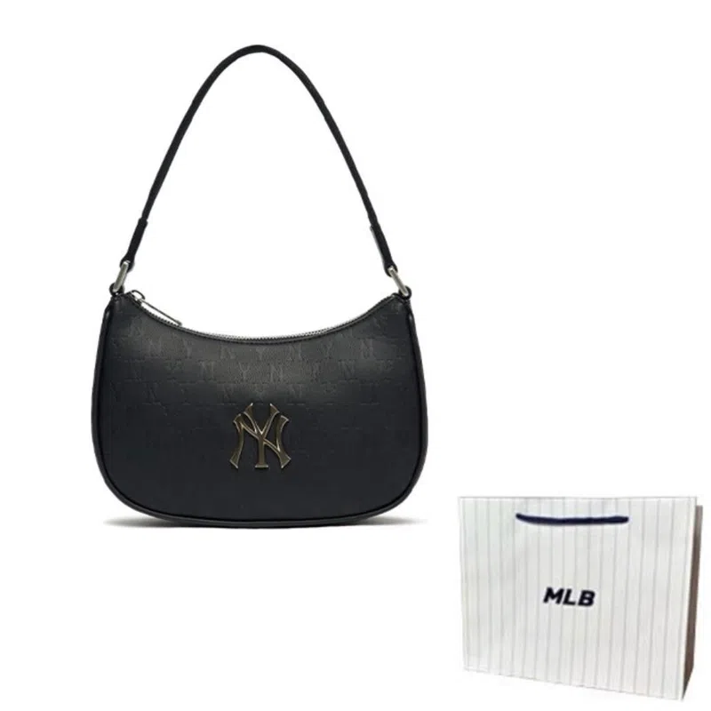 MLB Monogram Shoulder Bag Black Gold