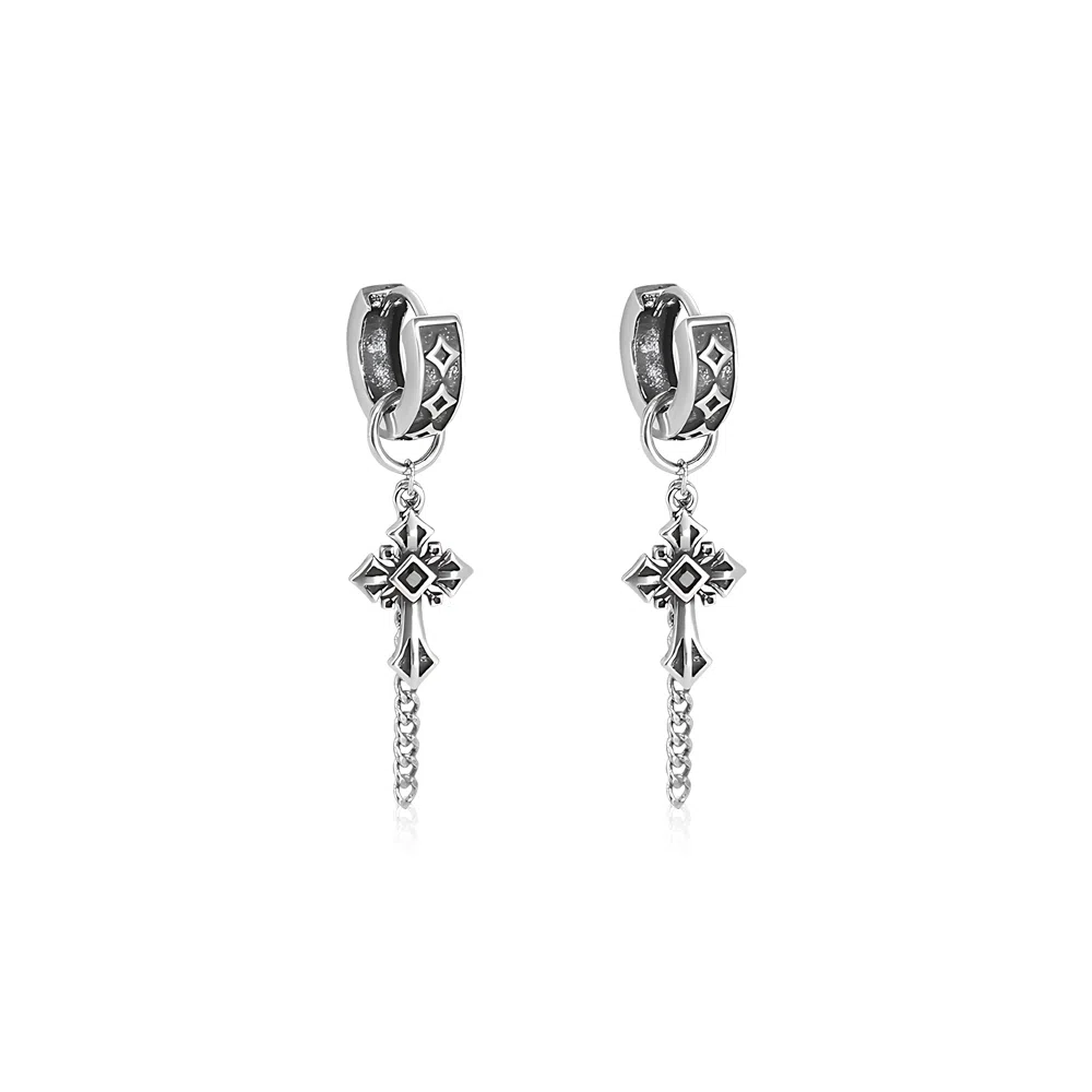 饰伴 复古圣光新中式通勤复古轻奢细腻温婉气质优雅十字架精致 合金 耳环 女款