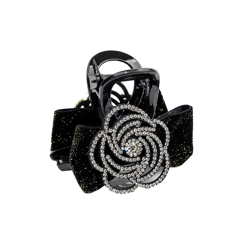 卡铂雅 黑色绒布休闲时尚潮流设计港风气质复古极简高级感 发夹 女款