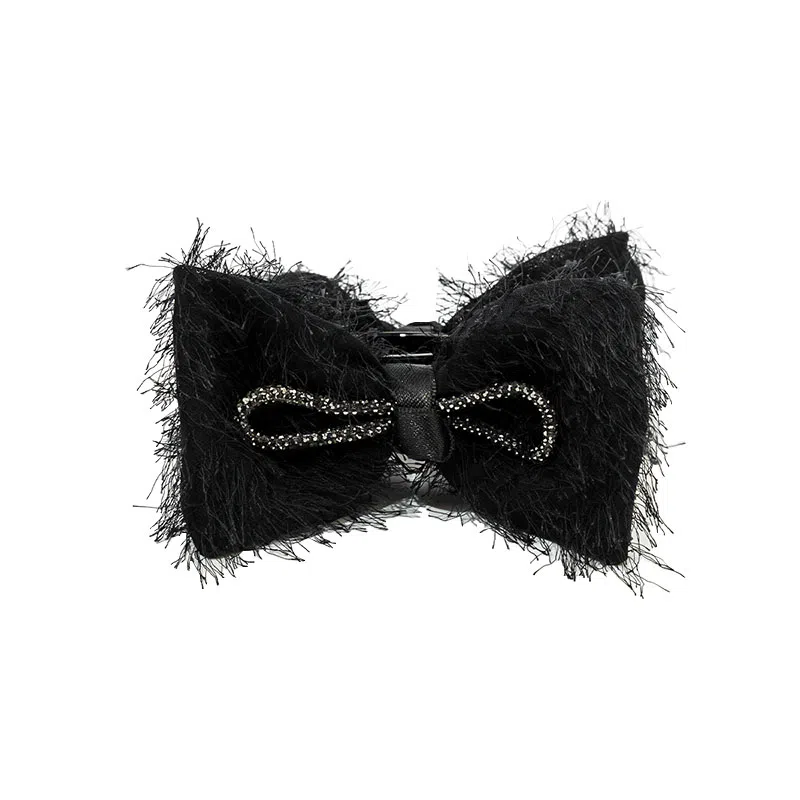 卡铂雅 黑色毛绒休闲时尚潮流设计港风气质复古极简高级感 发夹 女款