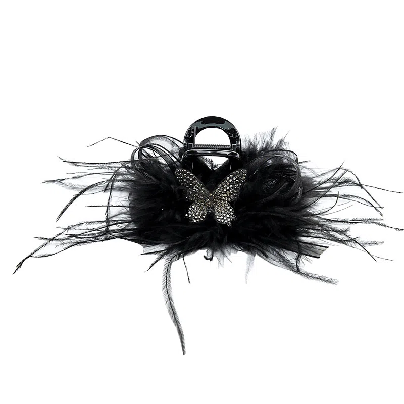 卡铂雅 黑色毛绒清新设计极简高级感港风气质 发夹 女款