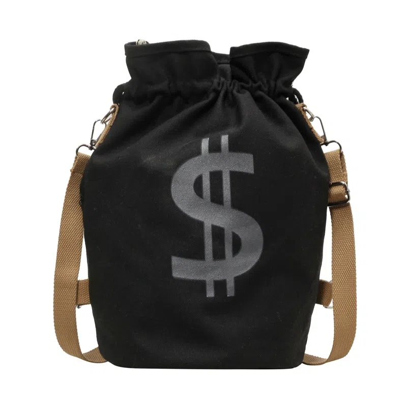 多用帆布包潮牌个性束口水桶包男女单肩斜挎包日系百搭学生双肩包