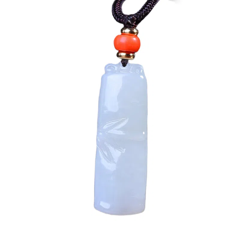 静汝玉 竹节步步高升挂件 和田玉 吊坠 男女同款情侣款 白玉