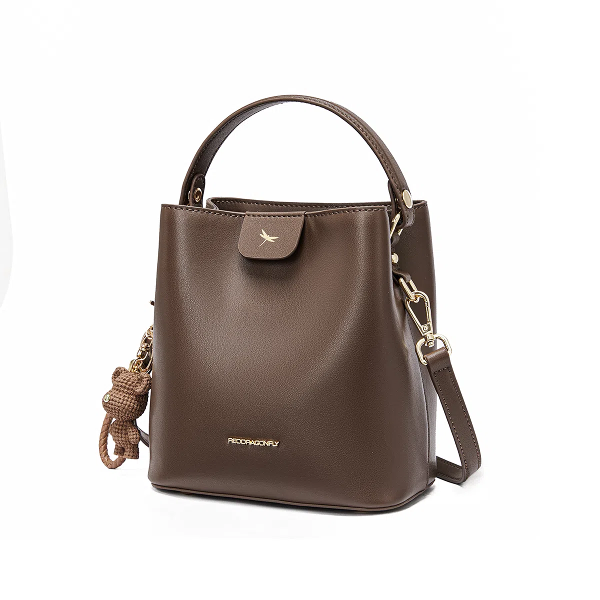 红蜻蜓 精致小众设计平纹高质感锁扣通勤 夏季妈妈包 牛皮 水桶包单肩包手提包斜挎包 常规 女款 米白色