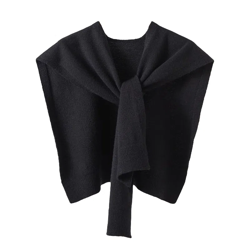 北极绒 纯色针织外搭韩版小坎肩交叉洋气搭肩 披肩 女款