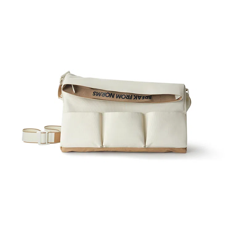 玲吾玖二 干湿分离 牛津布 手提单肩健身包 小号 男女同款情侣款 白色/卡其色