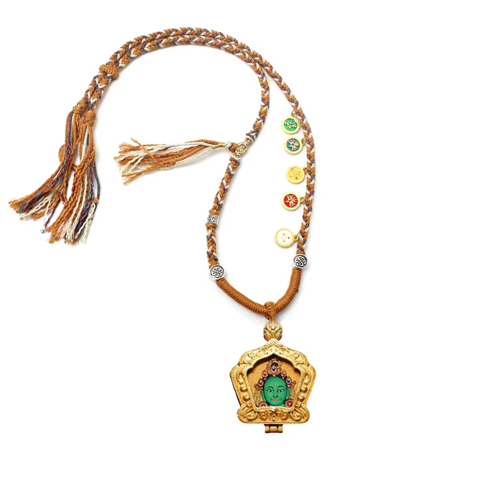 玉临门 新中式转运护身 绿度母唐卡热贡手绘 合金 项坠 男女同款情侣款