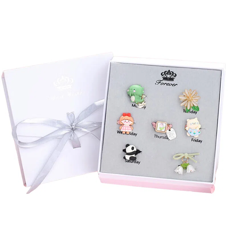 妖娆猫 一周星期头绳发饰套装礼盒可爱卡通皮筋扎头发头饰发绳创意高级感实用儿童礼品女生 发圈 女款