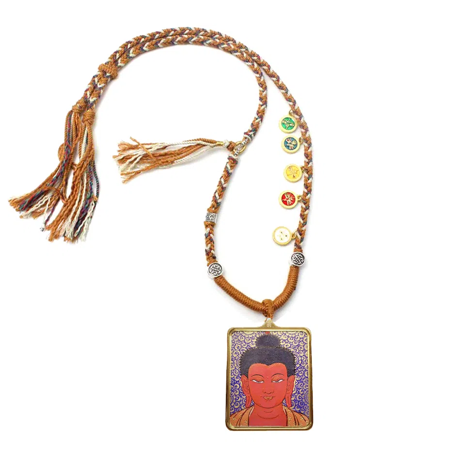 玉临门 国风吉祥如意八大守护神唐卡热贡手绘 合金 吊坠 男女同款情侣款