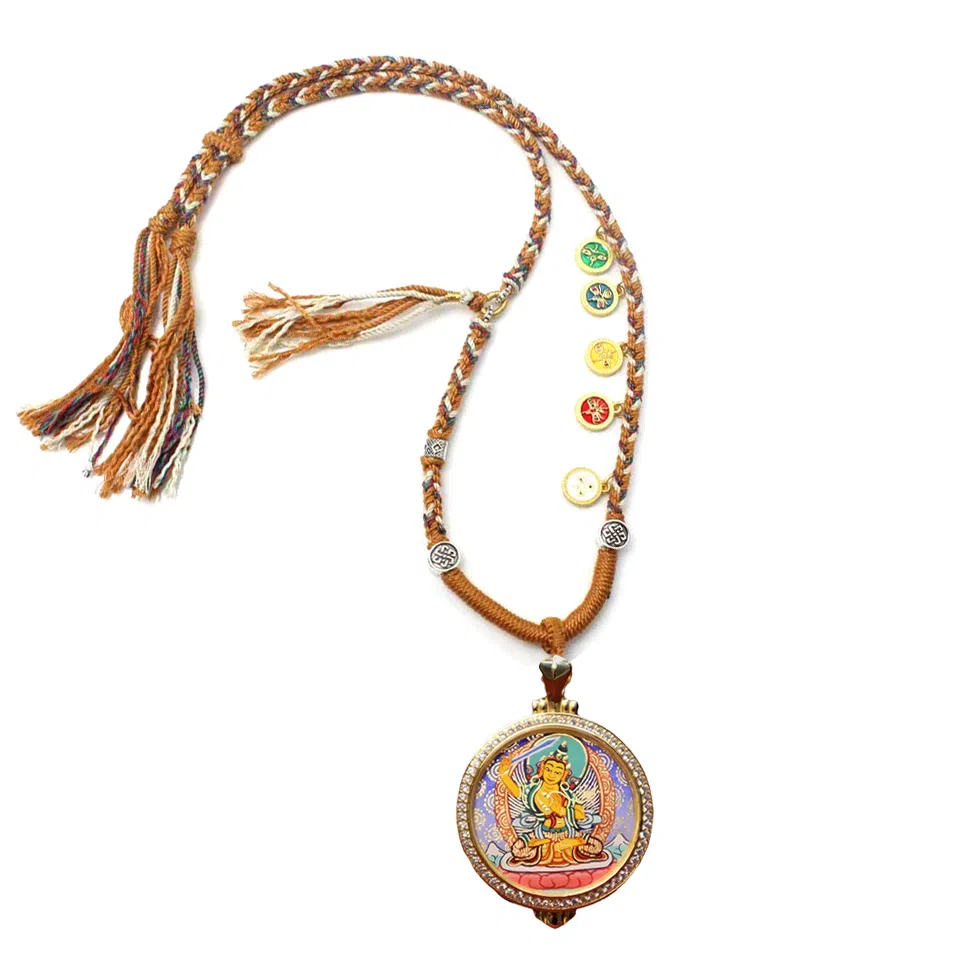 玉临门 国潮招财转运八大守护神唐卡热贡手绘 合金 吊坠 男女同款情侣款 礼盒