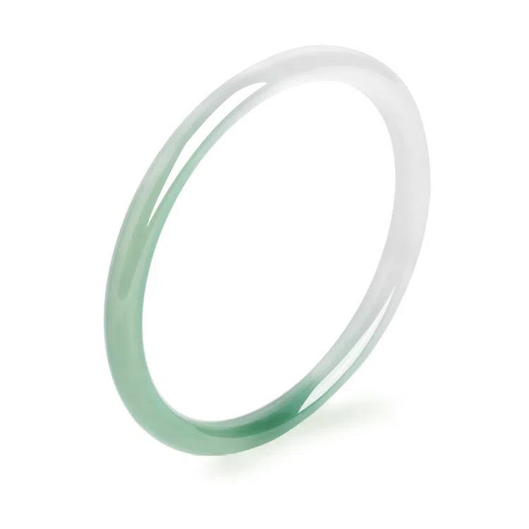 翡翠王朝 【一物一证】新中式原创设计半白半绿半山半水青山黛国潮风古风汉服 母亲  女神专属款 古风传承礼盒 玉髓 玉石手镯 女款