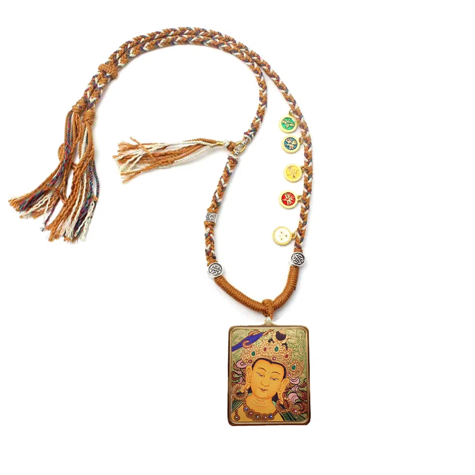 玉临门 国风吉祥如意八大守护神唐卡热贡手绘 合金 吊坠 男女同款情侣款