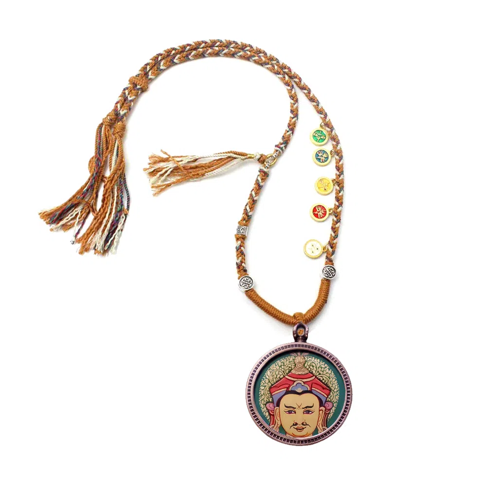 玉临门 新中式西藏复古莲花生大士唐卡热贡手绘 合金 吊坠 男女同款情侣款 礼盒