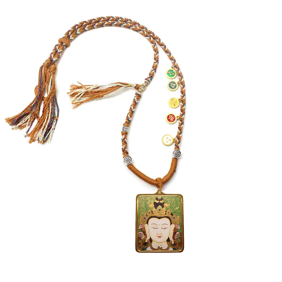 玉临门 国风吉祥如意八大守护神唐卡热贡手绘 合金 吊坠 男女同款情侣款