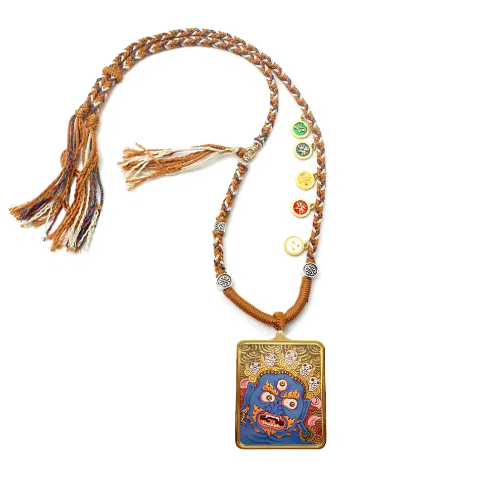 玉临门 国风吉祥如意八大守护神唐卡热贡手绘 合金 吊坠 男女同款情侣款