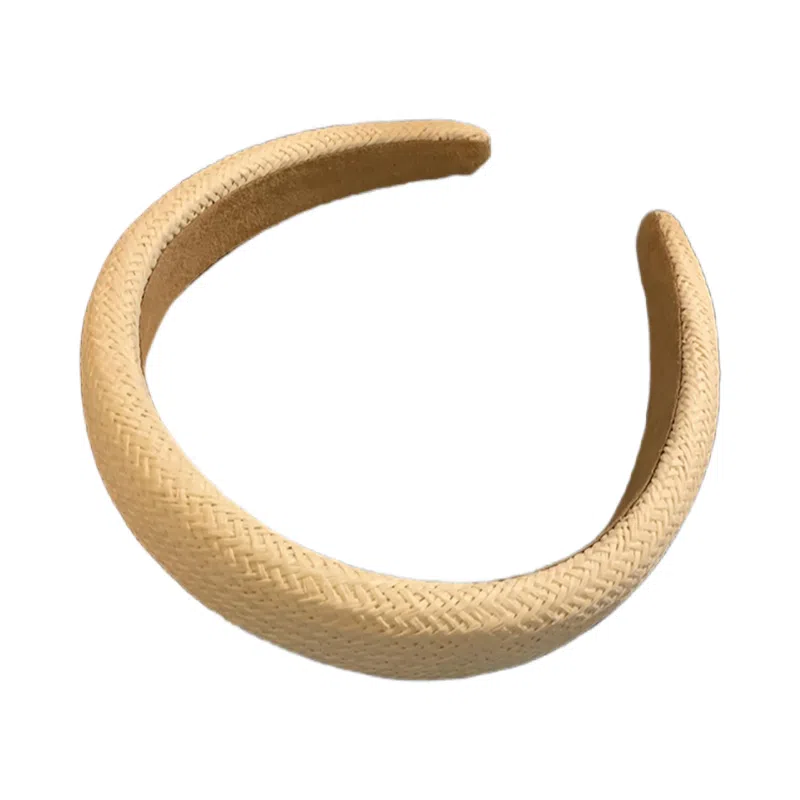 贯古今 度假风夏天藤草编织气质田园风原木色草编宽边高颅顶 发箍 女款