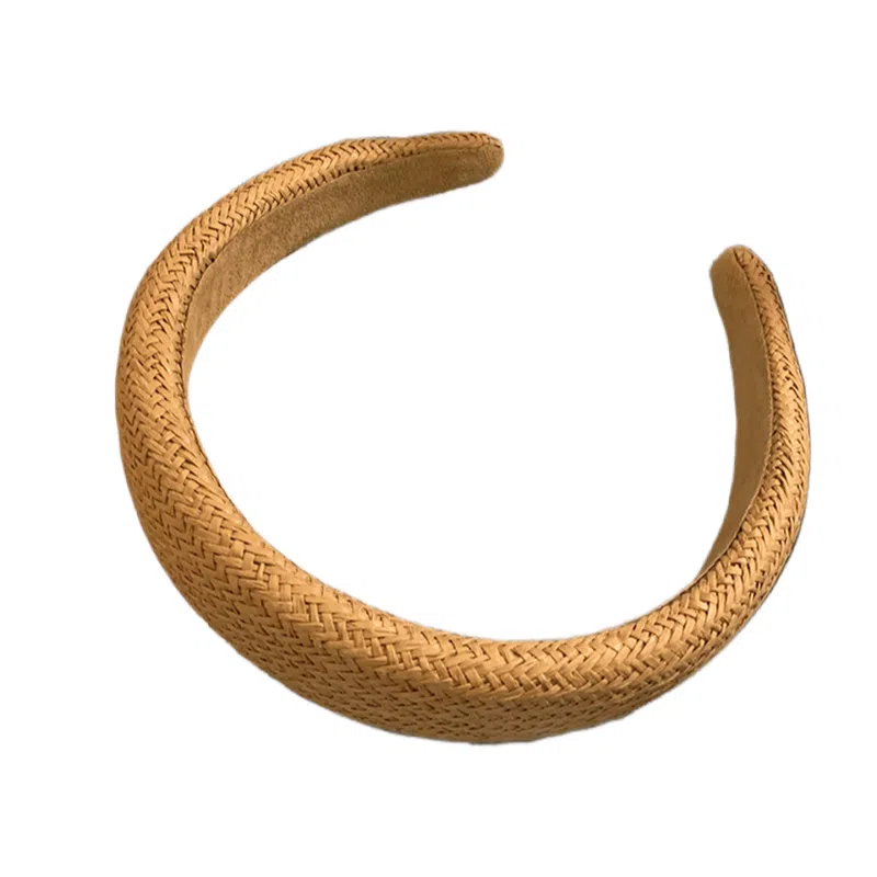 贯古今 度假风夏天藤草编织气质田园风原木色草编宽边高颅顶 发箍 女款