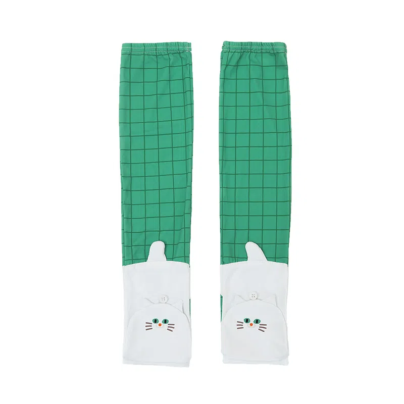 云朵工厂 抱抱猫头造型翻盖 锦纶 防晒袖套 女款