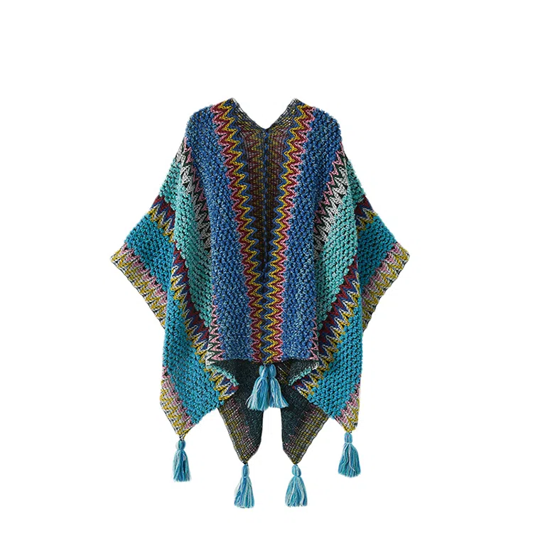 浪莎 云南青海西藏西北草原旅游拍照民族风斗篷超大加厚空调毯 披肩 女款