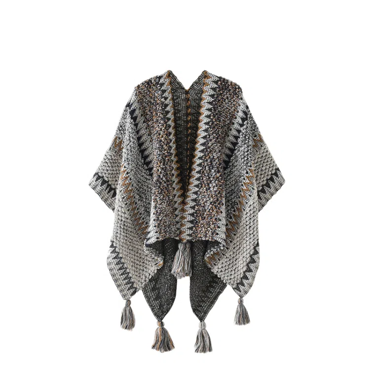 浪莎 云南青海西藏西北草原旅游拍照民族风斗篷超大加厚空调毯 披肩 女款