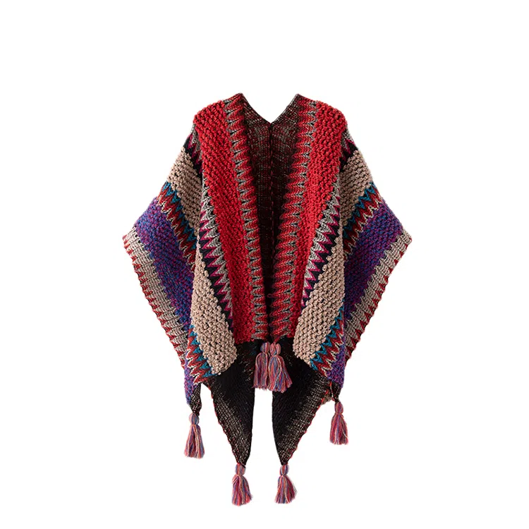 浪莎 云南青海西藏西北草原旅游拍照民族风斗篷超大加厚空调毯 披肩 女款