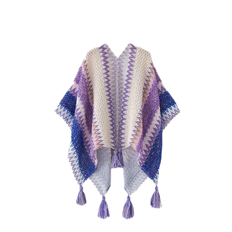 浪莎 云南青海西藏西北草原旅游拍照民族风斗篷超大加厚空调毯 披肩 女款