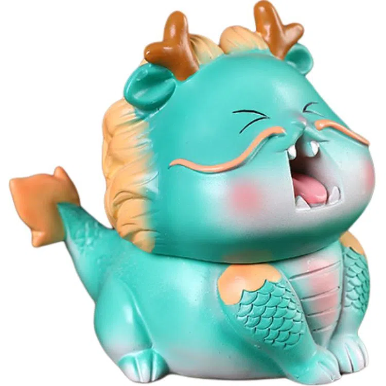 雄俊 设计师款 卡通呆萌龙烟灰缸摆件家居室内桌面客厅会客室吉祥物烟灰缸装饰品 龙年大吉艺术品 成品模型