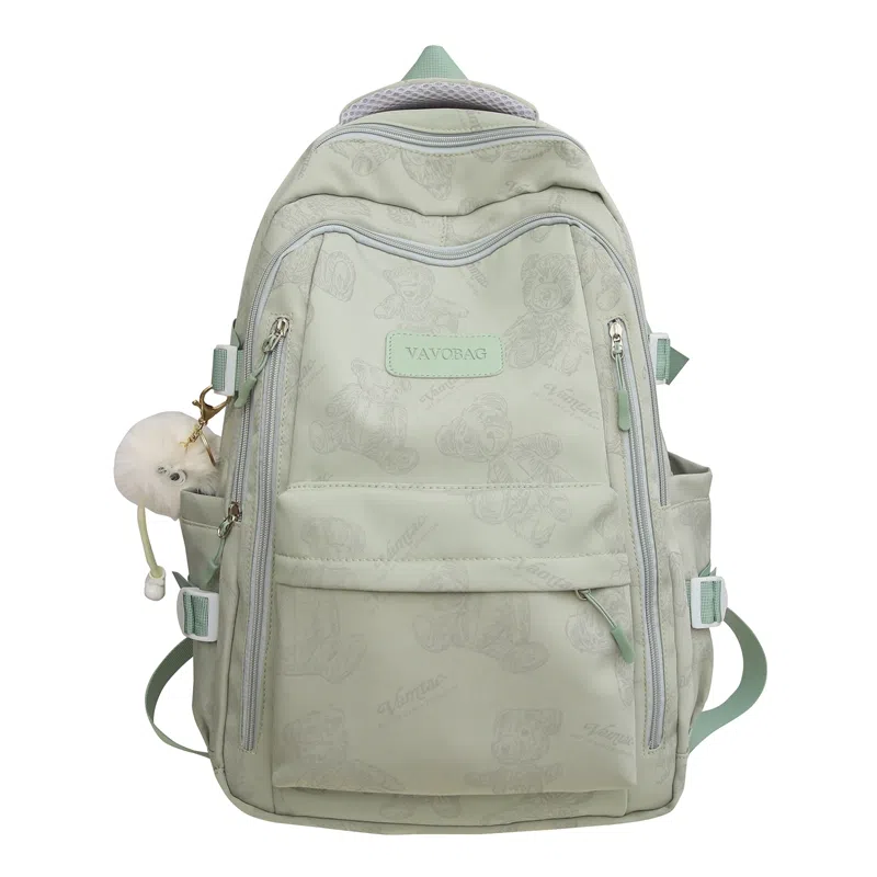 卡卡树 简约时尚印花 尼龙 双肩包 男女同款情侣款 米白色/黑色/绿色