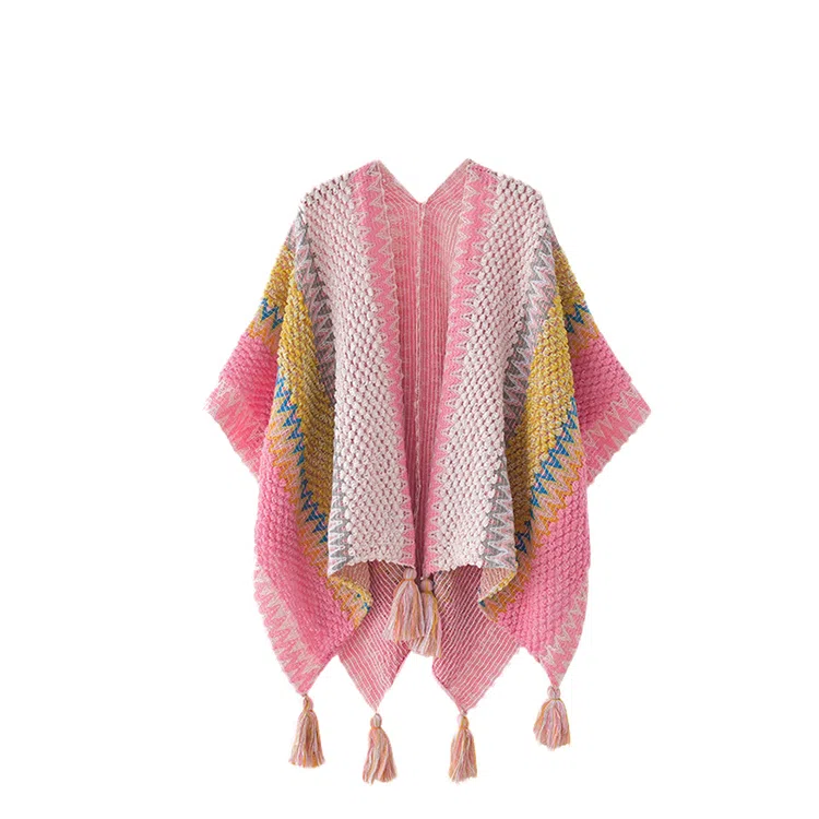 浪莎 云南青海西藏西北草原旅游拍照民族风斗篷超大加厚空调毯 披肩 女款