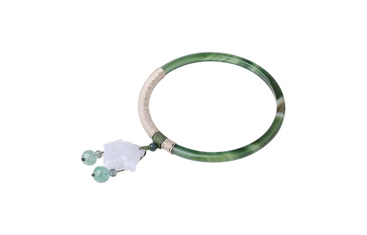 凤凰涅磐 新中式叮当镯原创古风首饰 一步一响 绿玛瑙 绿草莓晶 海藻玛瑙 手镯 女款 礼物 礼盒