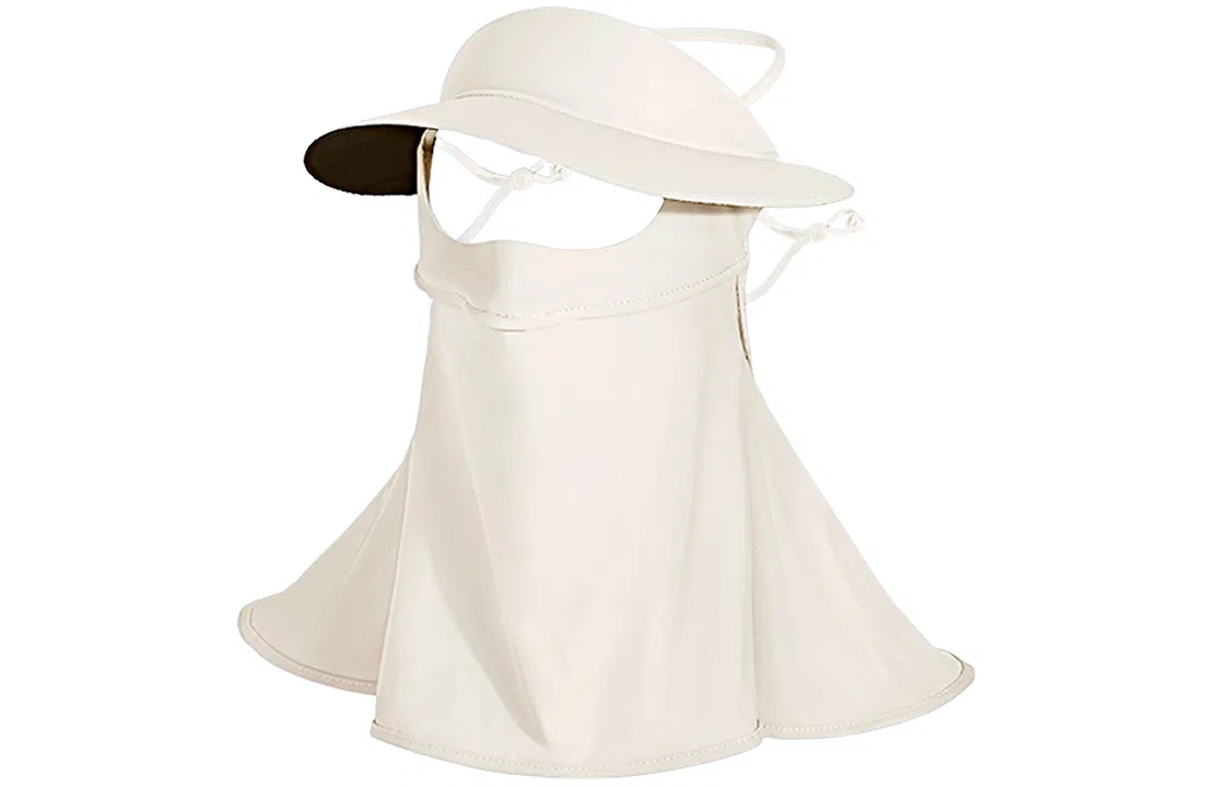 优幽兰 大帽檐遮阳户外出游全脸防紫外线透气脸基尼帽子一体护颈口罩骑行开车 聚酯纤维 防晒面罩 女款