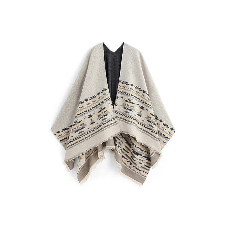 浪莎 云南青海西藏西北草原旅游拍照民族风披肩斗篷女款超大加厚空调毯 披肩 女款