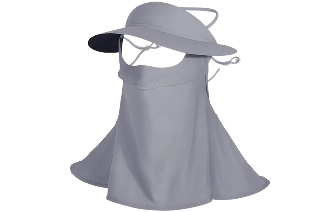 优幽兰 大帽檐遮阳户外出游全脸防紫外线透气脸基尼帽子一体护颈口罩骑行开车 聚酯纤维 防晒面罩 女款