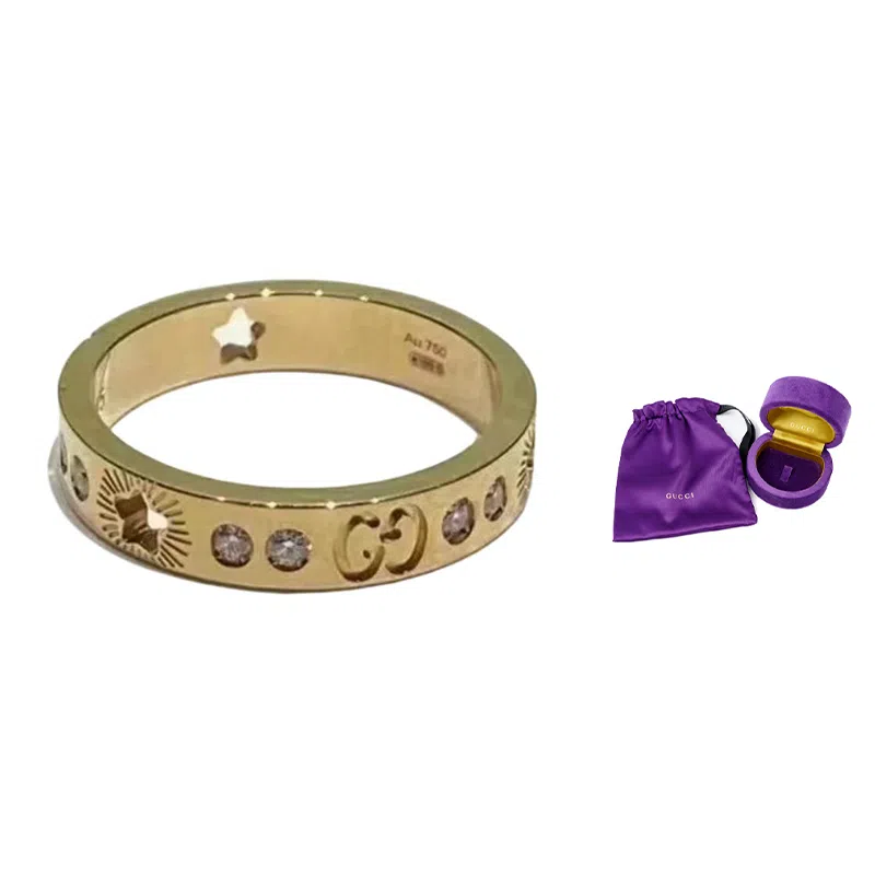 GUCCI Icon 18k Gold Diamond Ring