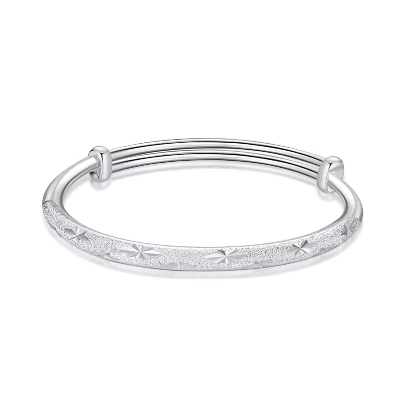 谧月珠宝 大气显年轻小众设计莫比乌斯环系列开口可调节轻奢素圈设计新中式国潮风满天星系列繁花似锦 合金 手镯 女款