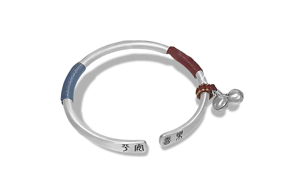 饰伴 国潮平安喜乐铃铛 新中式开口 合金 手镯 女款