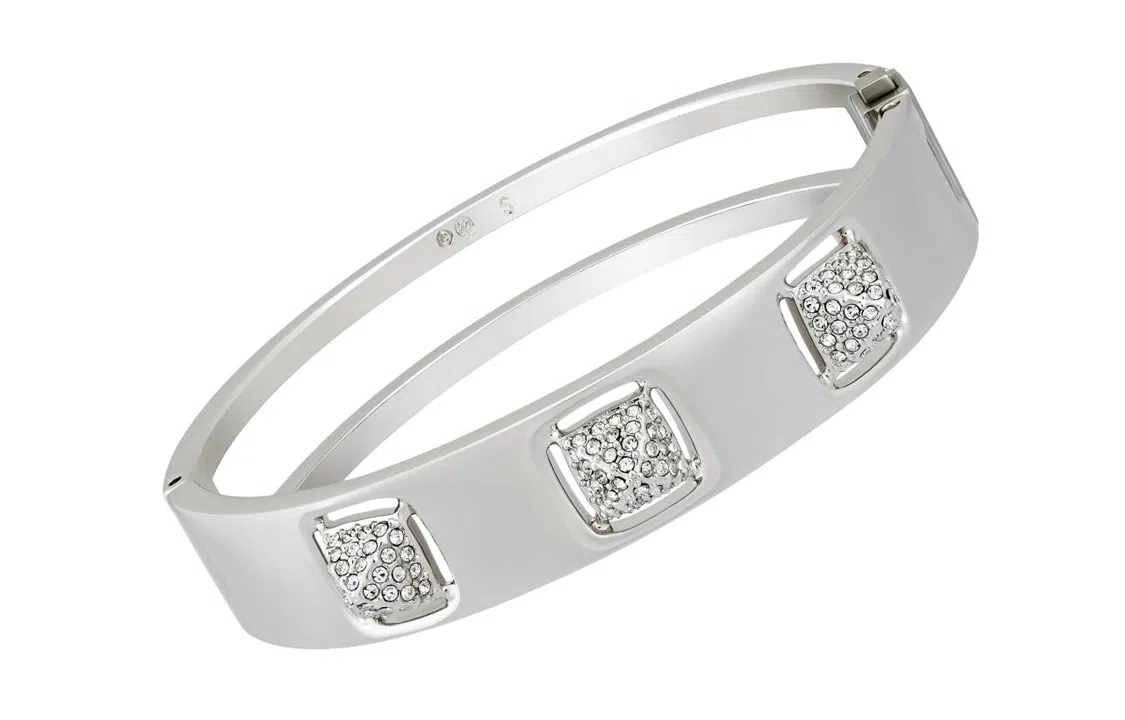 Swarovski Crystal Pyramid Bracelet Silver White