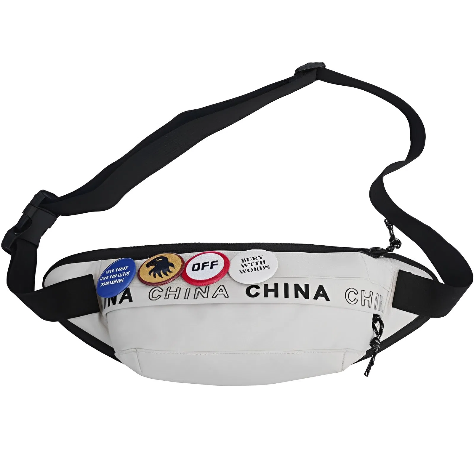 回力 国潮胸包男休闲百搭运动单肩包背包学生潮流斜挎包 尼龙 男女通用 黑白色