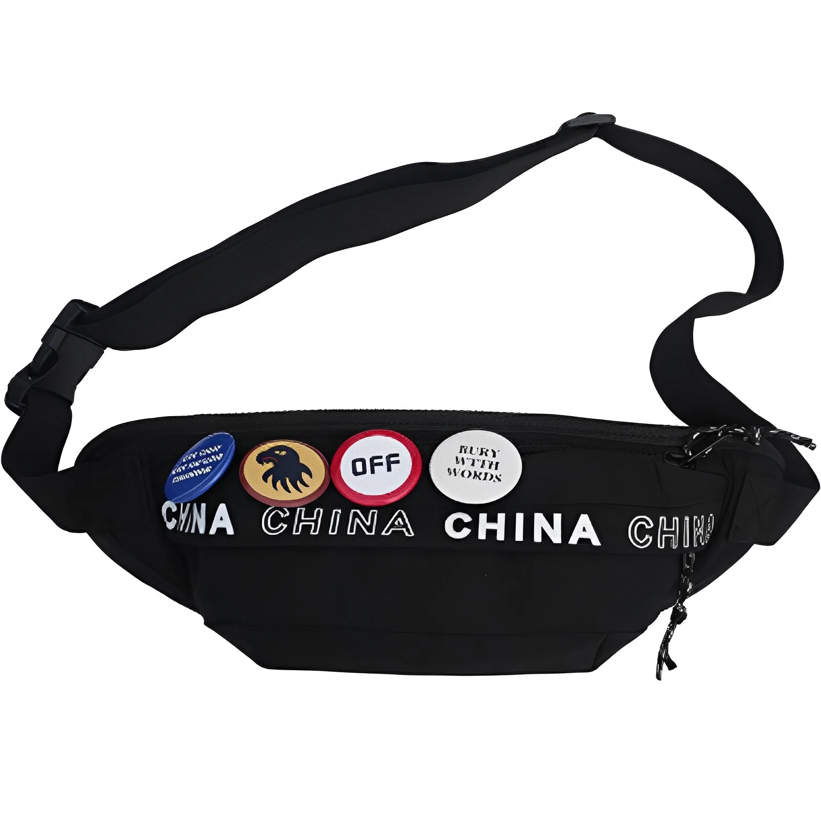 回力 国潮胸包男休闲百搭运动单肩包背包学生潮流斜挎包 尼龙 男女通用 黑白色