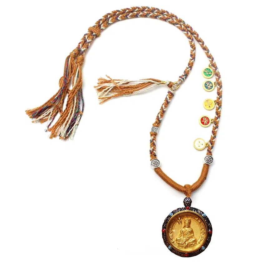 玉临门 国风民族风顺心如意地藏王菩萨圆形唐卡 合金 吊坠 男女同款情侣款