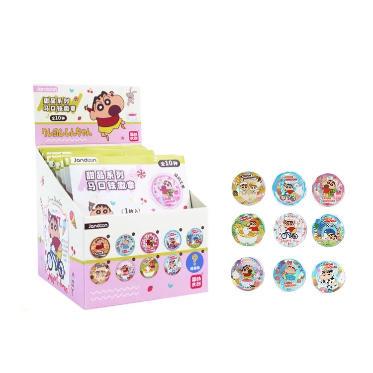 简动文创 蜡笔小新甜品系列 动漫周边双闪吧唧马口铁 徽章