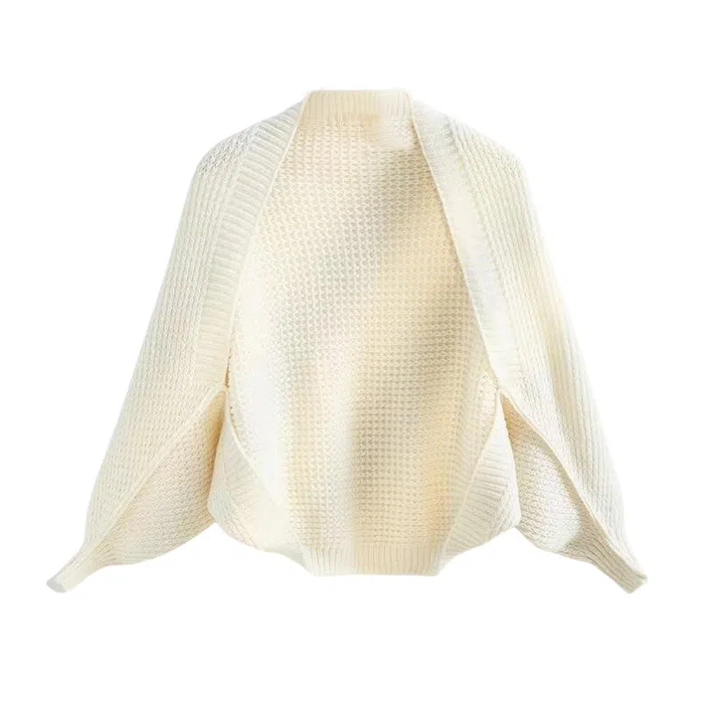 北极绒 针织镂空外搭春秋季 时尚宽松装饰长袖蝙蝠袖 披肩 女款