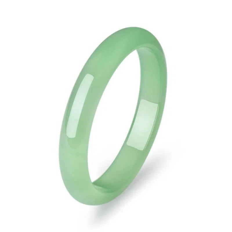 幸囍礼 新中式油青薄荷曼波清冷感镯子 国风简约素圈汉服 小清新森系果绿素镯 玉髓 手镯 女款