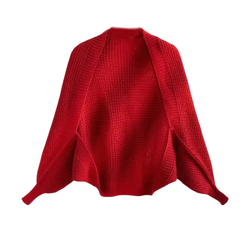 北极绒 针织镂空外搭春秋季 时尚宽松装饰长袖蝙蝠袖 披肩 女款