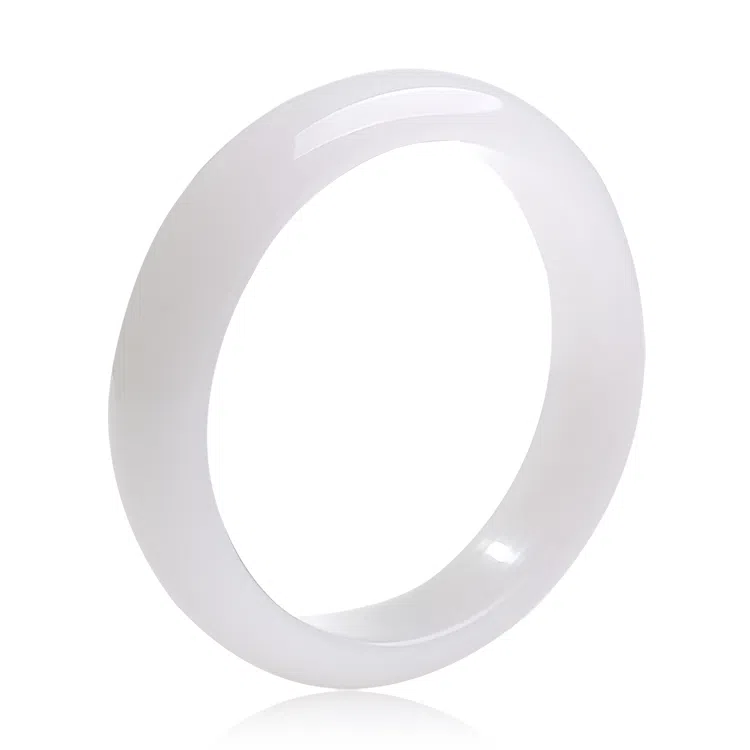 印象眸 白月光平安镯 新中式古风国潮精致轻奢优雅素净素圈白透 金丝玉 玉石手镯 女款 礼品 礼盒包装