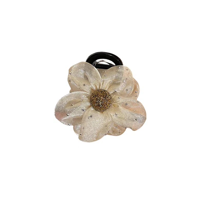 水中玉 高级感水钻花朵抓夹女后脑勺盘发发卡气质半扎夹子头饰 发夹 女款