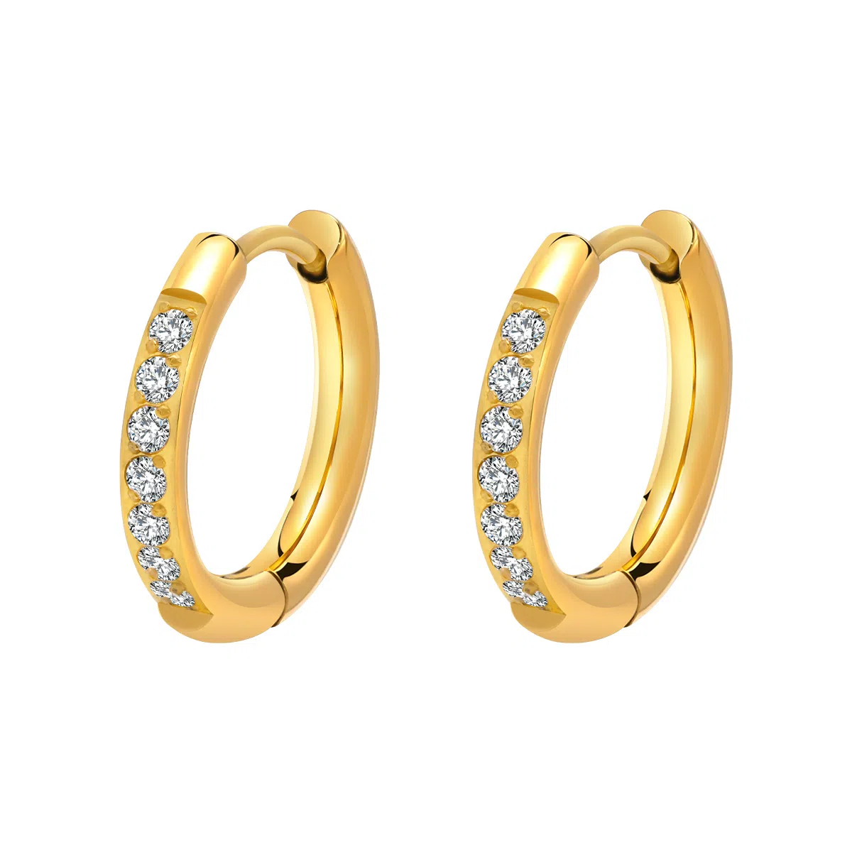 恋朵 气质 镶锆耳圈 钛钢 耳环 女款