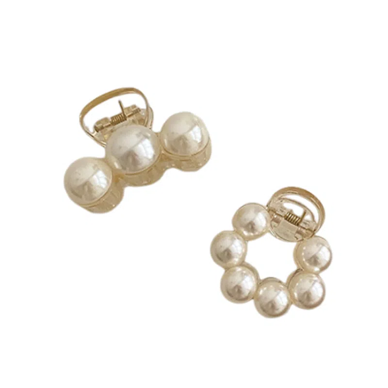 妖娆猫 韩国气质优雅人造珍珠夏季小巧可爱夹子精致半抓发鲨鱼夹后脑勺洗脸 发夹 女款