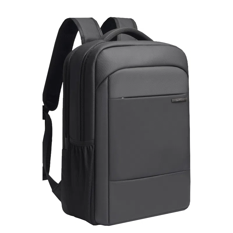 泰克森 笔记本电脑包便携商务 皮膜 双肩包 男女同款情侣款 曜石黑/云雾灰