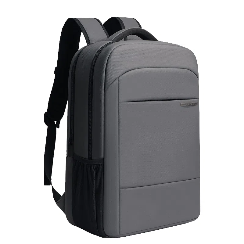 泰克森 笔记本电脑包便携商务 皮膜 双肩包 男女同款情侣款 曜石黑/云雾灰